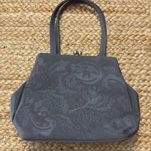 Frankie &Johnnie Dark Gray Womens Vintage Mini Satchel Bag features Kiss closure